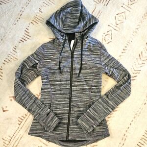 Lululemon hooded "Define" zip up jacket in heathered black and white 2019 W4BF8S
